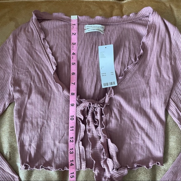 MAUVE TIE CROPPED CARDIGAN STYLED TOP - Picture 13 of 13